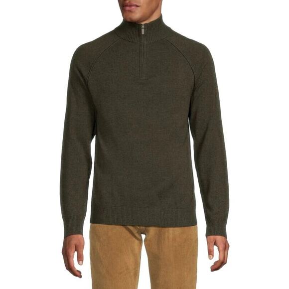 NWT Naadam Men’s Size L Green Wool Cashmere 1/4 Zip Sweatshirt Sweater $279 - Picture 1 of 6